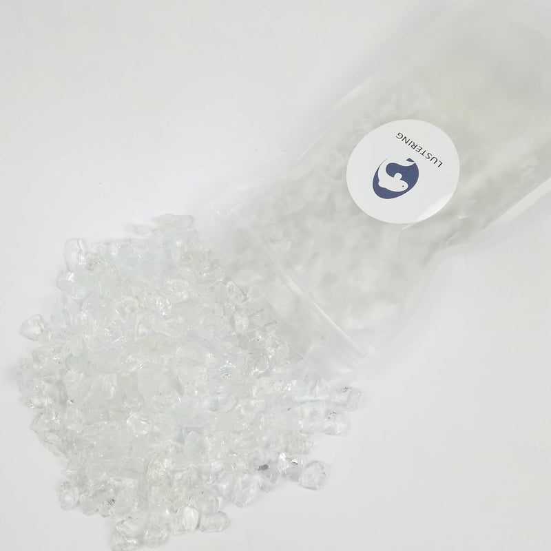 LUSTERING High Luster Crushed Glass Glitter, 6-9mm Fire Glass, Broken Glass, Glass Chips for Fire Pit Crafts DIY Epoxy Resin Art, Geode Painting, Vase Filler, Aquarium Garden Decoration,330g(Clear) - Image 5